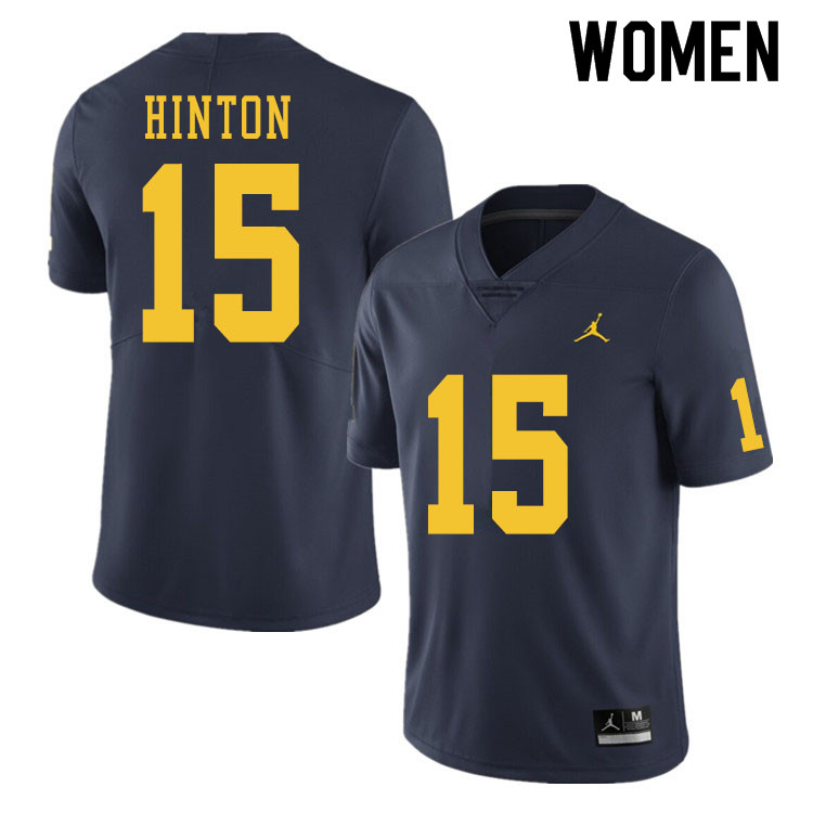 Women #15 Christopher Hinton Michigan Wolverines College Football Jerseys Sale-Navy